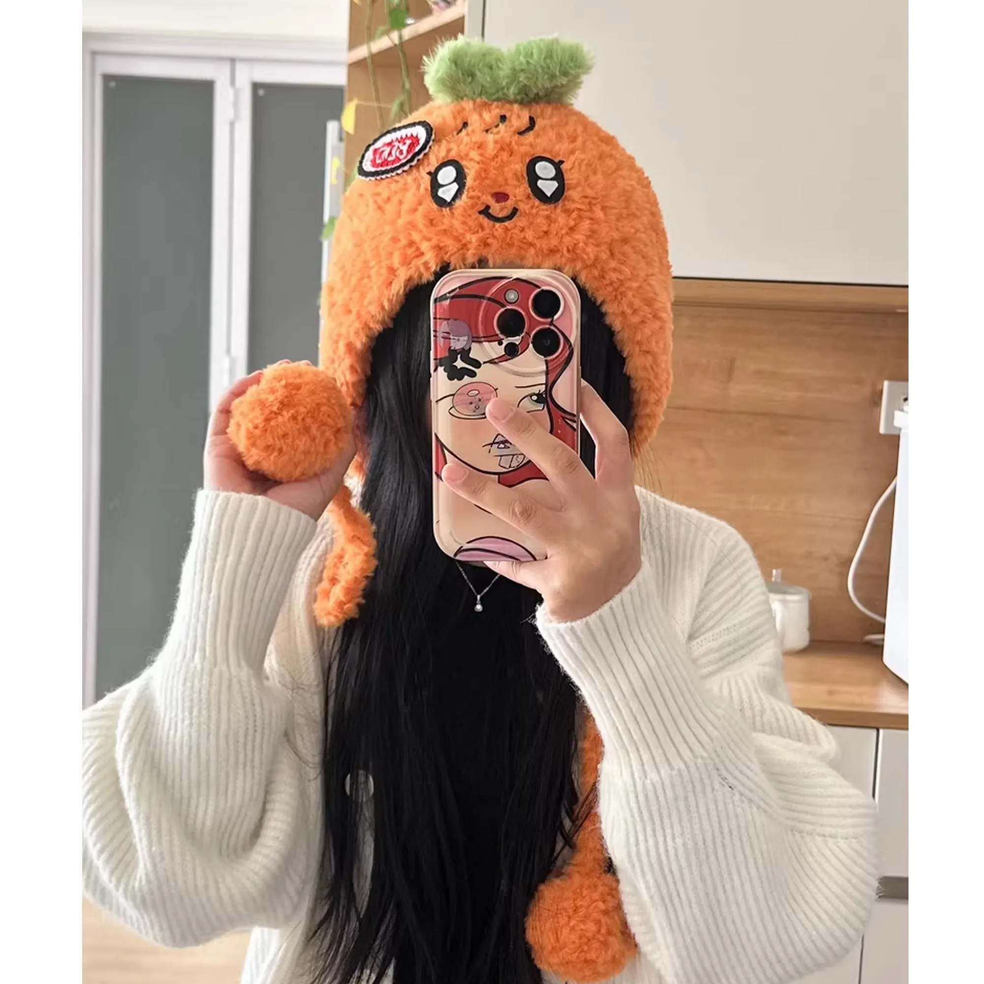 Orange Carrot Cozy Beanie