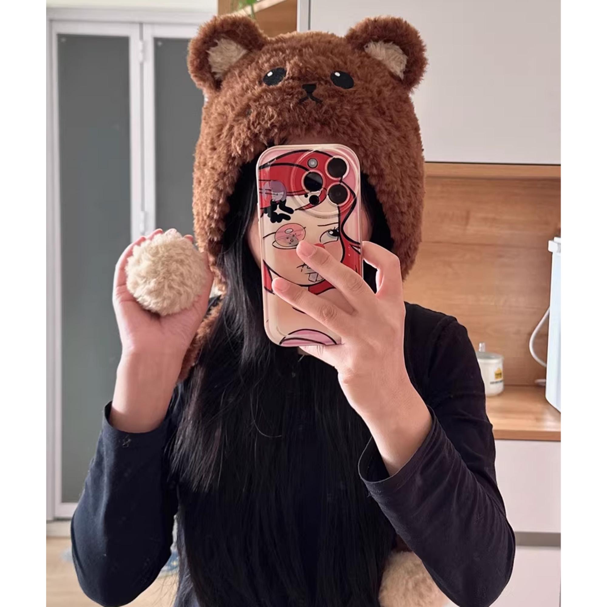 Cute Teddy Bear Plush Beanie