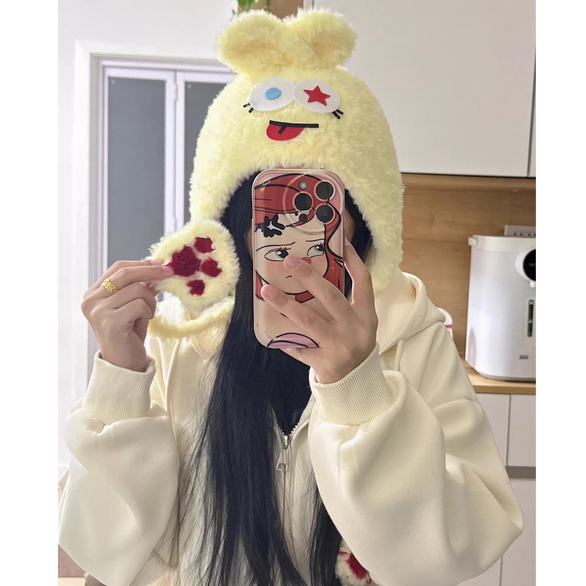 Kawaii Funny Face Fuzzy Hat