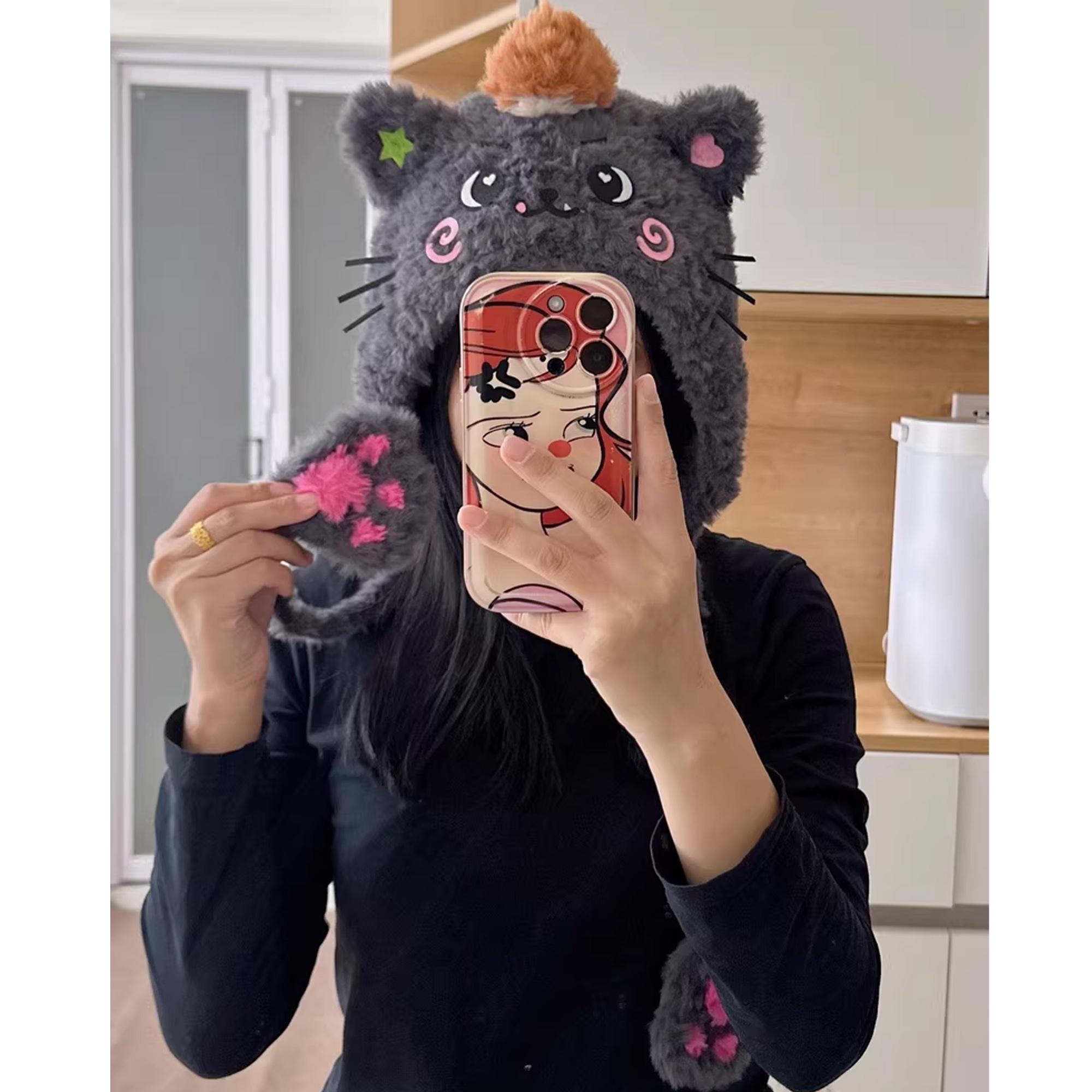 Grey Cat Cozy Beanie