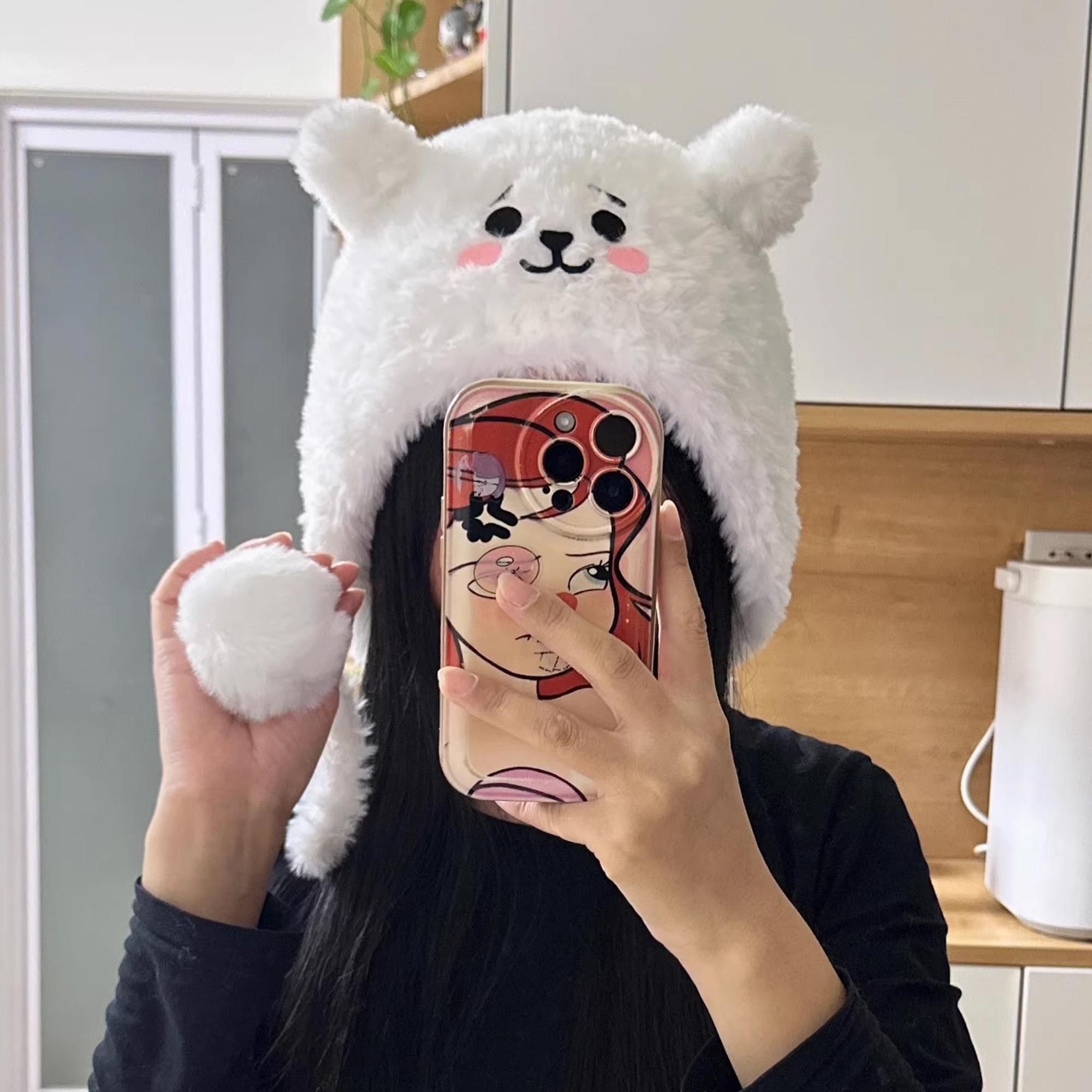 Fluffy Bear Ear Beanie