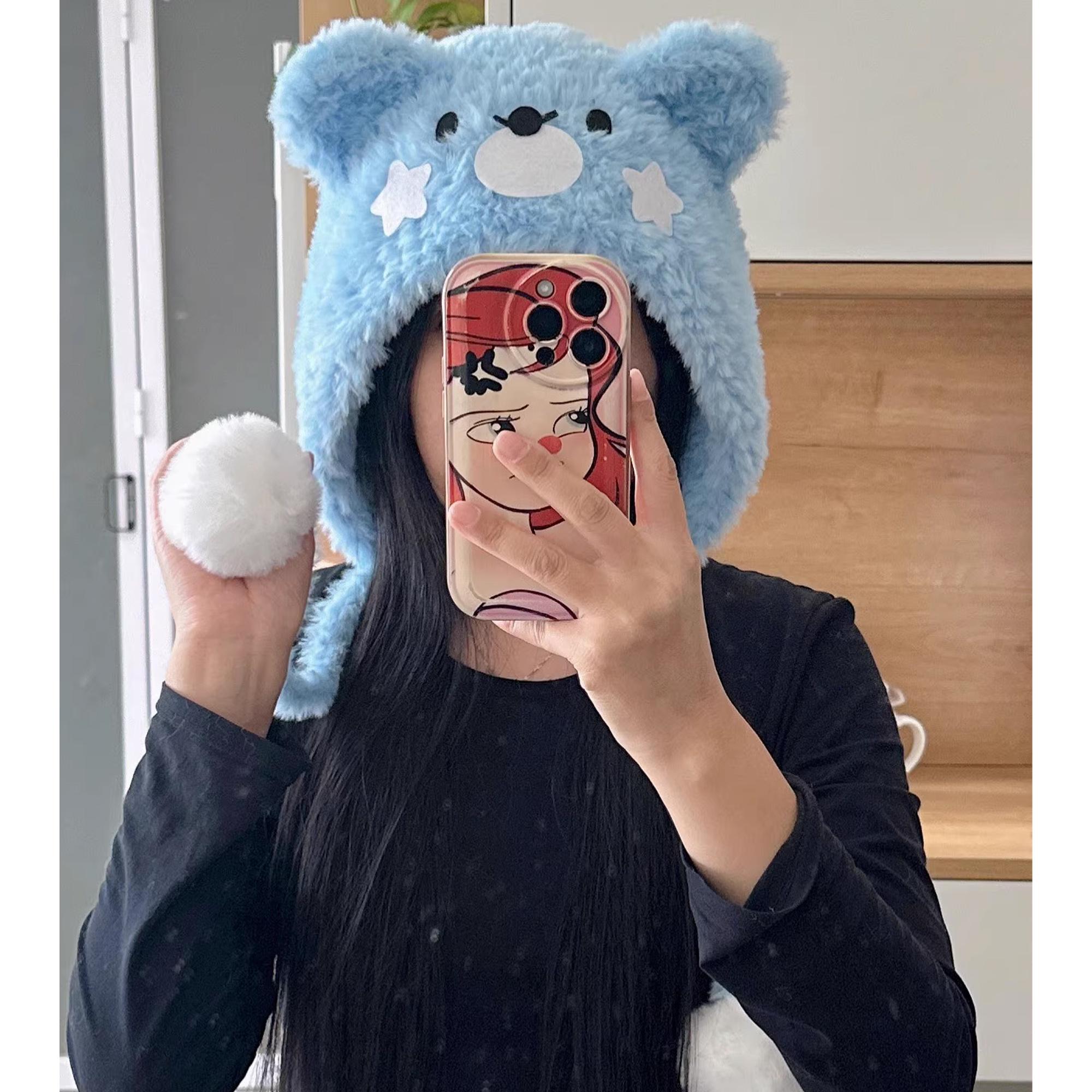 Kawaii Star Cheek Fuzzy Hat
