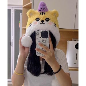 Tiger Plush Beanie with Pom