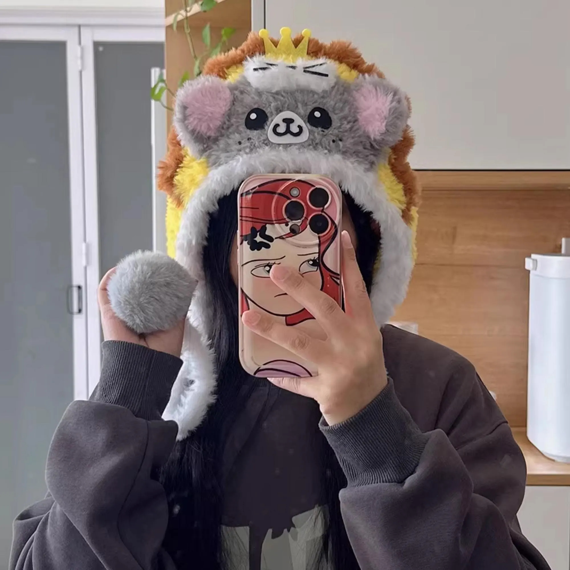 Crowned Animal Fuzzy Hat